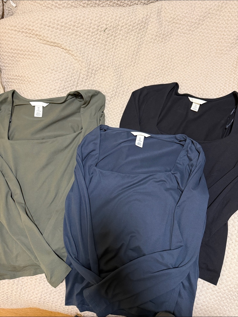 Square Neck Long Sleeve Tops